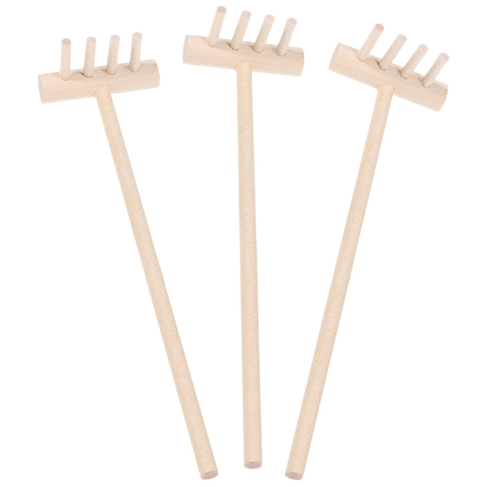Gardening Tools Combo - 3pcs Bamboo Mini Rake Set For