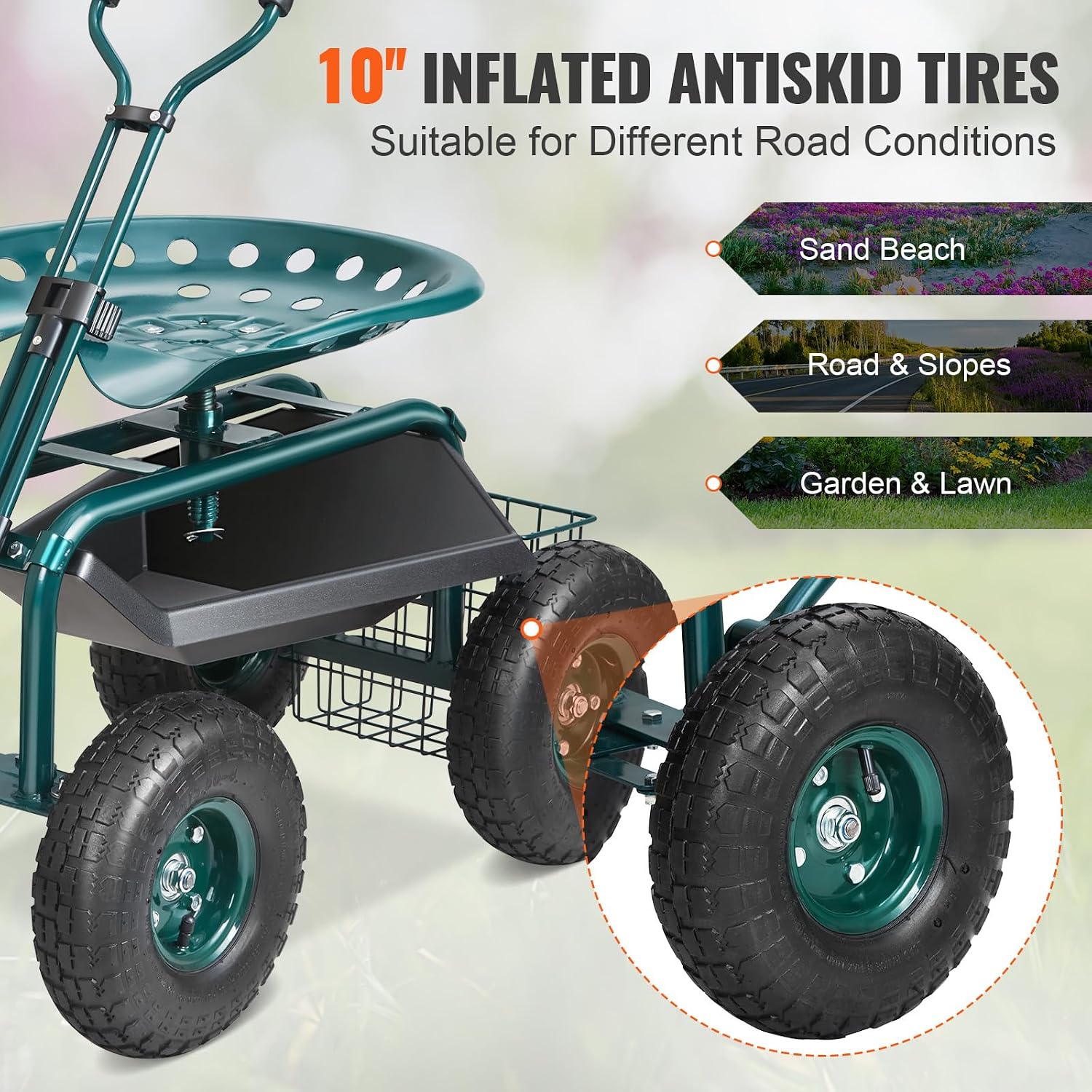 Garden Cart Rolling Workseat w - огляд і ціна Gardening Tools Lowes